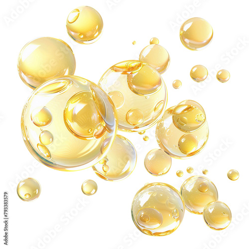 Yellow bubble collagen isolated transparent, Generative AI
