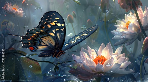 beautiful butterflies and flowers 