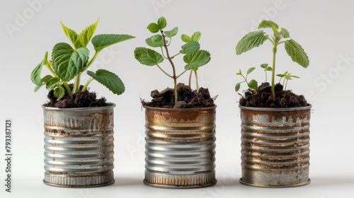 Stack of coins with plants representing growth AI generated