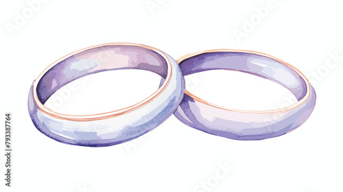 Watercolor Wedding Rings Clipart 2d flat cartoon va