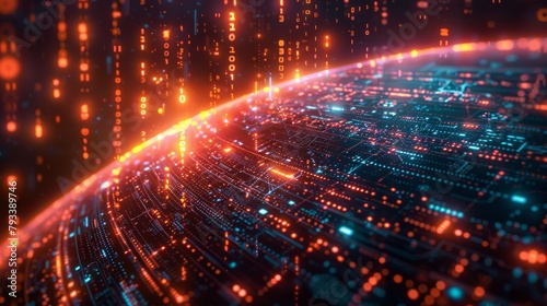 Futuristic digital data stream in cyberspace