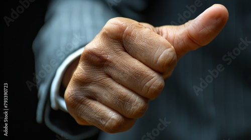 Close-up of businessman giving thumbs up © Denys