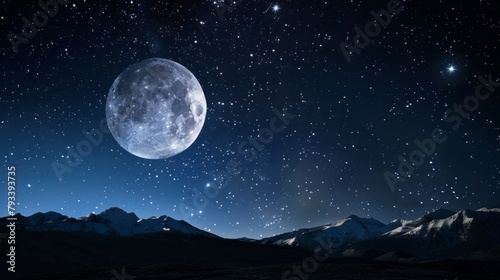 moon and stars at night generative ai © ThisDesign