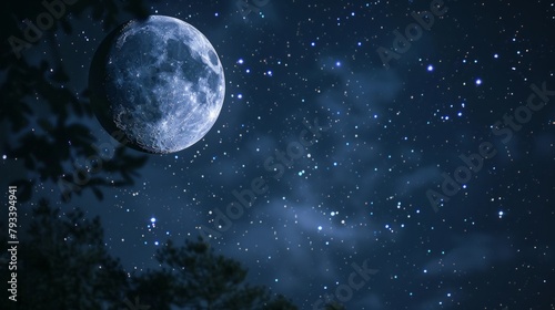 moon and stars at night generative ai