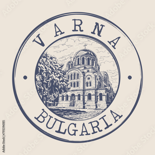 Varna, Bulgaria Stamp City Postmark. Silhouette Postal Passport. Round Vector Icon. Vintage Postage Design.	
 photo