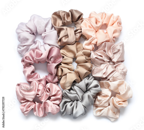 Of pastel silk scrunchies f...