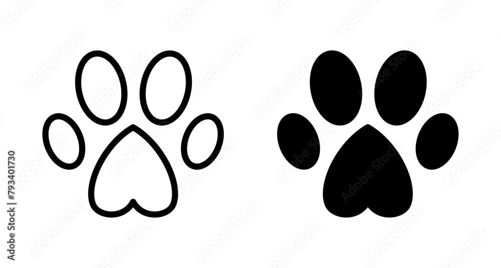 Fototapeta premium Paw icon vector isolated on white background. Paw Print icon