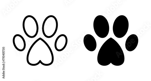 Paw icon vector isolated on white background. Paw Print icon