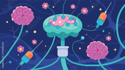 An animated illustration of dopamineproducing neurons being stimulated by deep brain stimulation providing relief for patients with dystonia..