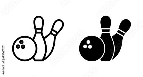 Bowling game Pin Icon vector isolated on white background. Bowling icon, ball and pin