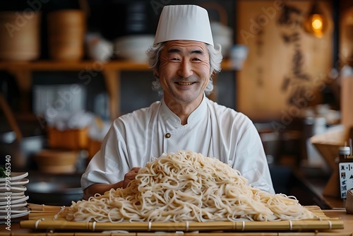 超大盛りの麺と店主 photo