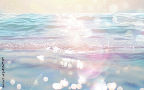 background of sunlight reflection or sparkling sparkles on sea water, calm sea with bokeh light reflections,
