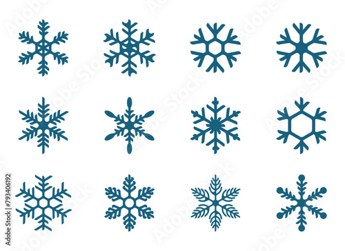 Snow flower design icon set, made with appropriate colors and line style. vector eps 10
