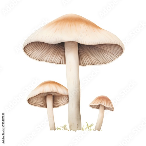 Mushrooms isolated on white background. Watercolor hand drawn illustration