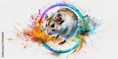 Rumination: The Hamster Wheel and Racing Thoughts - Picture a hamster on a wheel with racing thoughts, illustrating rumination photo