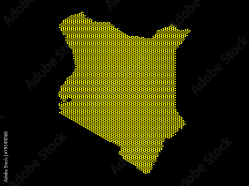 A sketching style of the map Kenya. An abstract image for a geographical design template. Image isolated on black background.