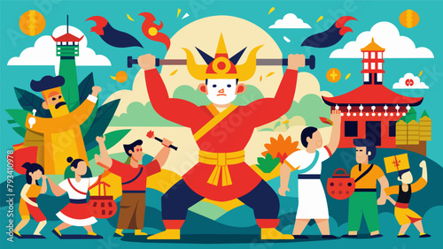 A vibrant festival celebrates the practice of a unique martial art that originated from a fishing village representing the strength and