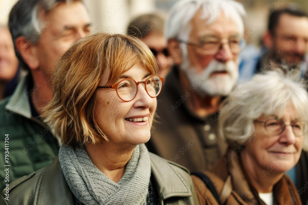 Portrait of smiling senior woman with eyeglasses on the street