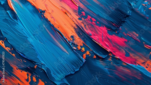 Dynamic Swirls in Blue and Orange Abstract Art - Vibrant Paint Texture in Fluid Painting Style  Modern Artistic Expression