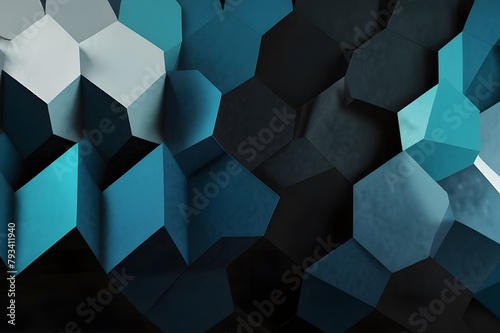 Light blue and black texture abstract background linear wave voronoi magic noise wallpaper brick musgrave line gradient 4k hd high resolution stripes polygon colors stars clouds Generator AI  photo