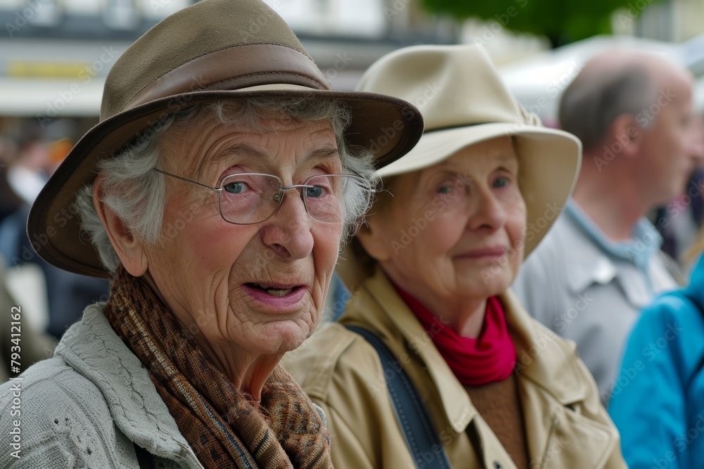 Portrait of an elderly woman in a hat on the street. Portrait of an elderly woman in a hat on the street.