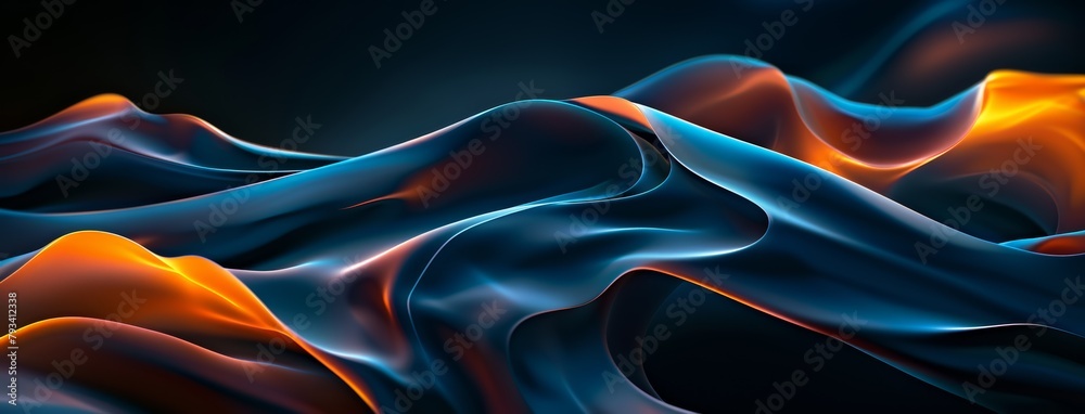 Fototapeta premium Abstract Waves in Vibrant Color Gradient from Purple to Orange - Fluid Art for Creative and Modern Design Backgrounds