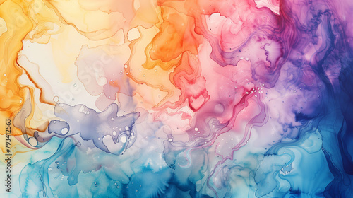 Vibrant Watercolor Texture: Multicolor Paint Splash Art