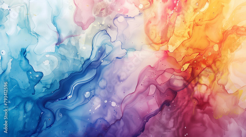 Vibrant Watercolor Texture: Multicolor Paint Splash Art