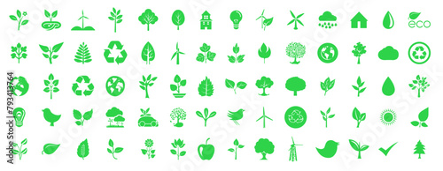 eco icons for bio and environmental projects, generative AI