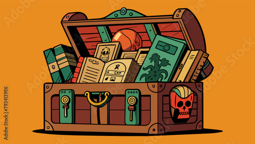 An antiquelooking chest filled with every issue of a renowned creators entire body of work including limited edition prints and rare sketches..