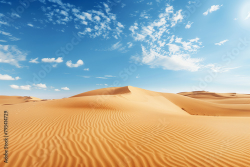 Desert landscape  clear day over the arid sand hills with copy space wallpaper trip