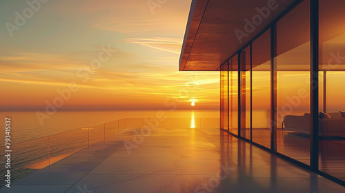 View of sunset from luxury house
