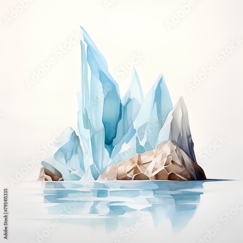 Iceberg. Watercolor illustration. Isolated on white background.