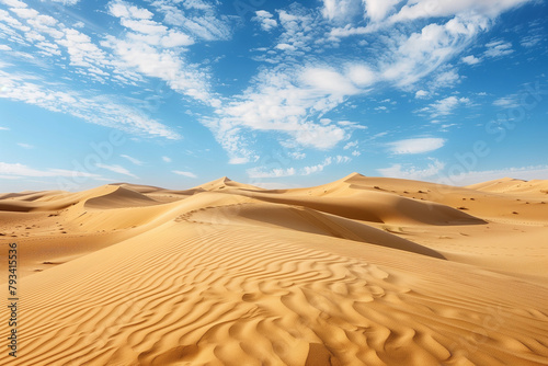 Desert landscape, sand dunes and sand hills with blue sky with copy space wallpaper trips