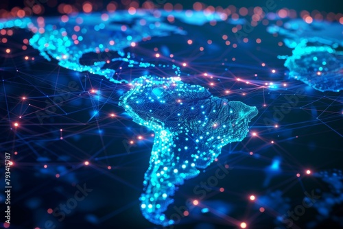 Digital map of south america network created with generative ai