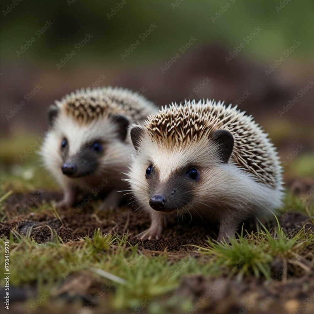 Fototapeta premium Pygmy hedgehogs cute pets.