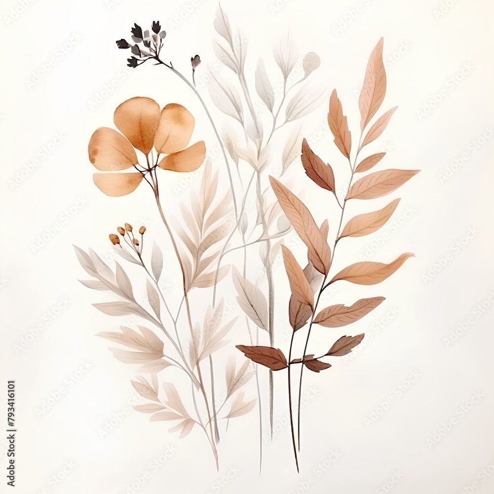 Hand drawn watercolor floral background. Vector illustration for your design.