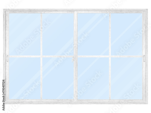 木製の白い窓枠　Ｂ　ガラスあり