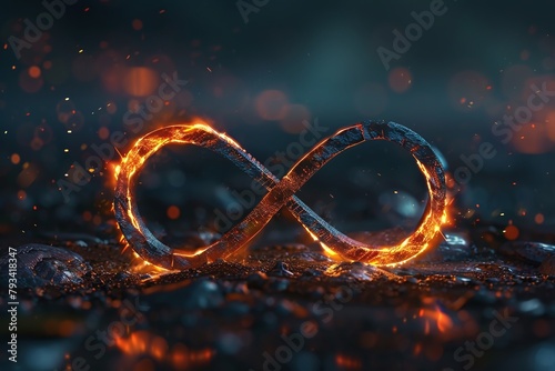 Glowing infinity symbol, unlimited idea for business, abstract background photo