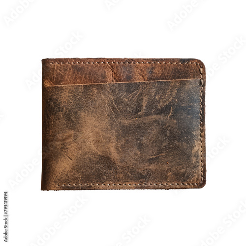 A leather wallet against a transparent background set on transparent background