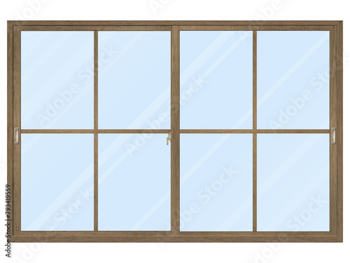 木製のセピア色の窓枠　Ｂ　ガラスあり