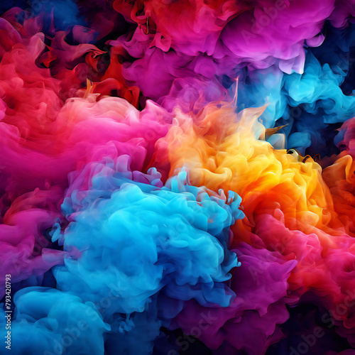 colourful Smoke of feathers abstract background with different colours.