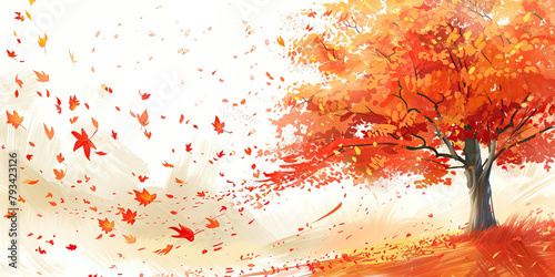 Melancholy: The Autumn Leaves and Gentle Breeze - Picture autumn leaves falling from a tree in a gentle breeze, illustrating the bittersweet feeling of melancholy