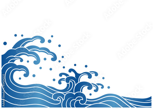 和風の波のベクターフレーム背景 photo
