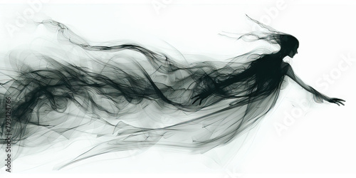 Ethereal: The Wispy Figure and Translucent Form - Picture a wispy figure with a translucent form, illustrating the ethereal nature of a ghost. photo