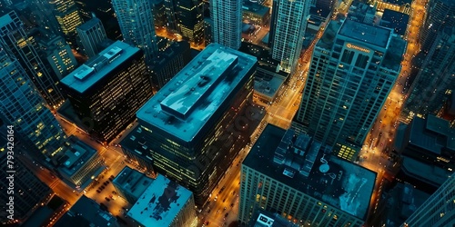 aerial view background. night city metropolis © megavectors