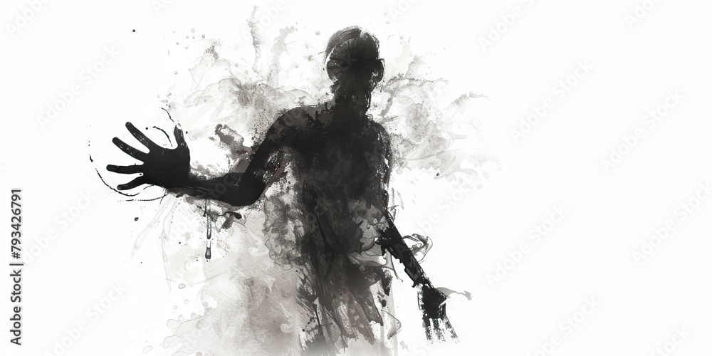 Obraz premium Cursed: The Shadowed Figure and Foreboding Presence - Visualize a shadowed figure with a foreboding presence, illustrating the feeling of being cursed by a ghost