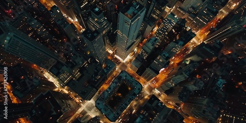 aerial view background. night city metropolis