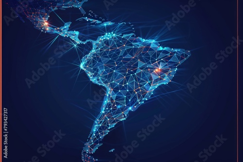 Digital map of south america network created with generative ai