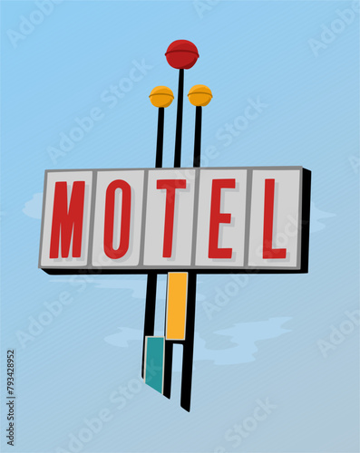 motel sign with blue sky background